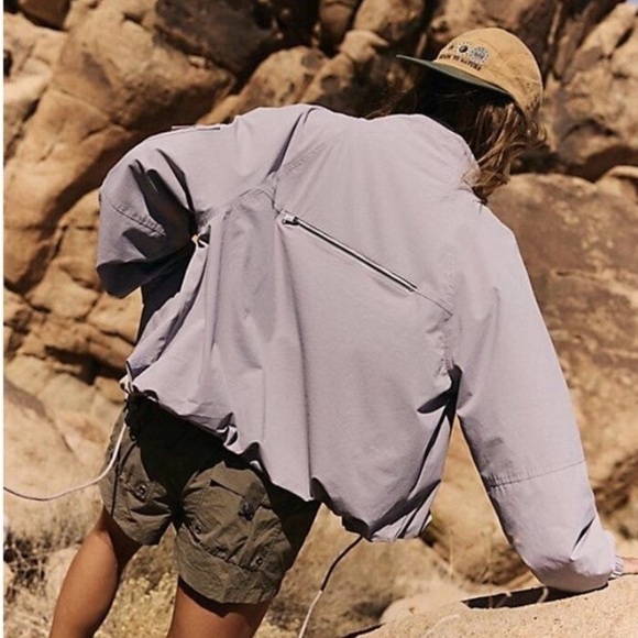 Free People Movement Lightweight Utility Jacket Women’s L Gray Lavender Zip Up - Picture 2 of 15